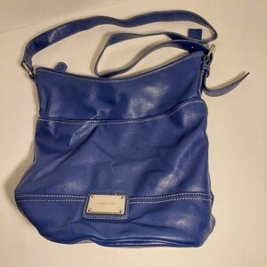 Nine West Tote Blue Faux Leather Large Crossbody Handbag Hobo Satchel Purse